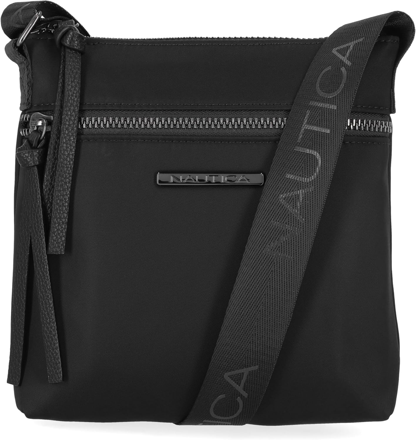 image:imageNautica Diver Nylon Small Womens Crossbody Bag Purse with Adjustable Shoulder StrapZipper Up Black
