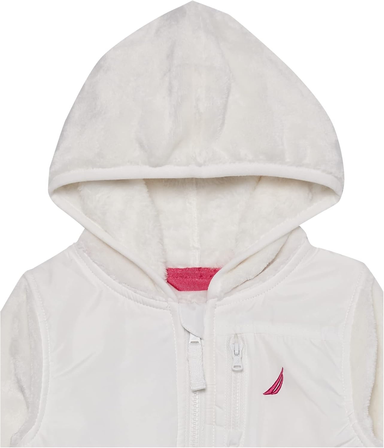 image:imageNautica Girls Chipie Faux Fur Jacket Hooded Lightweight Coat With Nylon Yoke Fullzip FrontMarshmallow