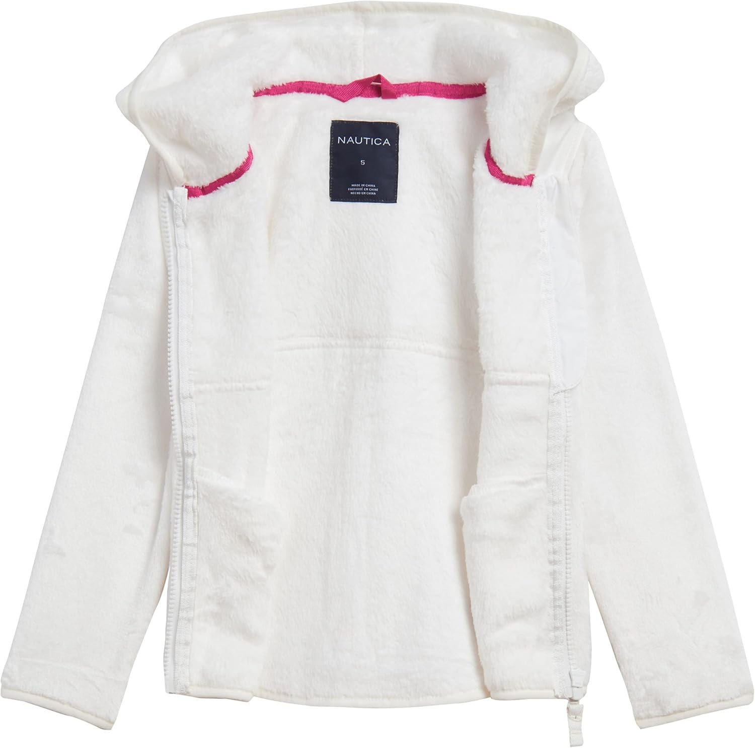 image:imageNautica Girls Chipie Faux Fur Jacket Hooded Lightweight Coat With Nylon Yoke Fullzip FrontMarshmallow