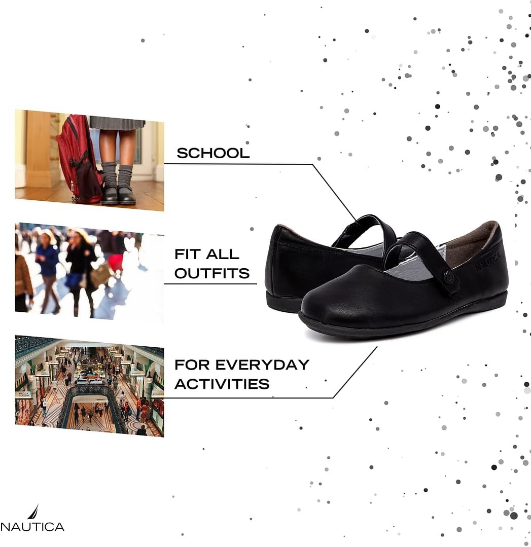 image:imageNautica Girls Dress Slip On Ballerina Flats Mary Jane Ballet Fashion Shoes for Toddlers Little Kids and Big Kids Lightweight amp ComfortableBlack Doane