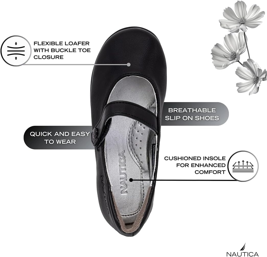 image:imageNautica Girls Dress Slip On Ballerina Flats Mary Jane Ballet Fashion Shoes for Toddlers Little Kids and Big Kids Lightweight amp ComfortableBlack Doane