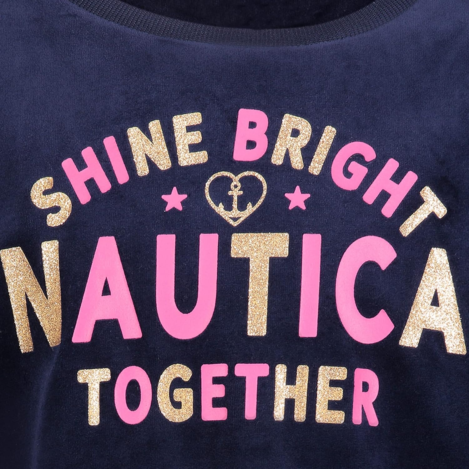 image:imageNautica Girls Fleece Popover Crewneck SweatshirtVelour Peacoat