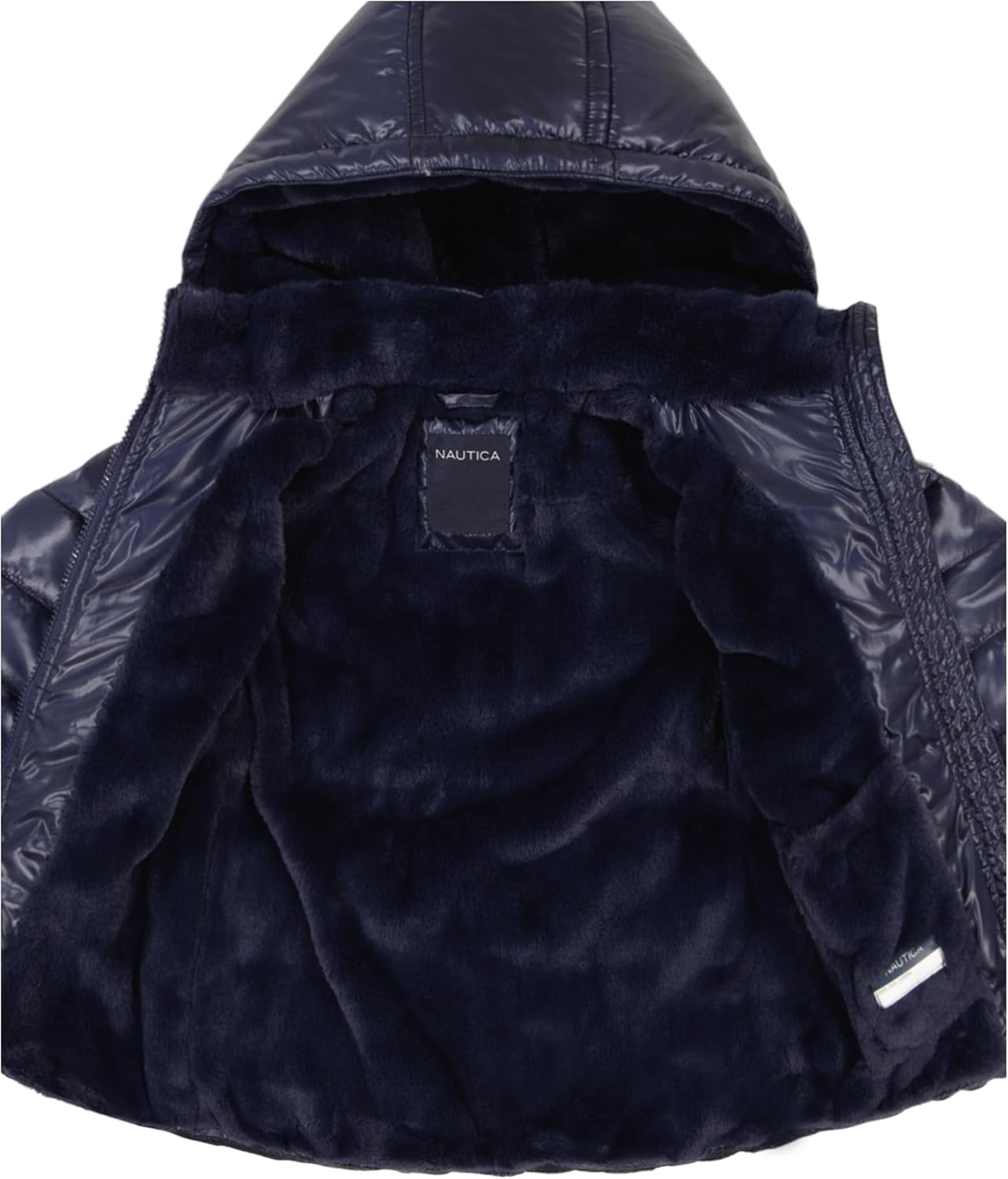 image:imageNautica Girls Heavyweight Hooded Winter Puffer Coat With Full Length ZipperPeacoat Sparkle