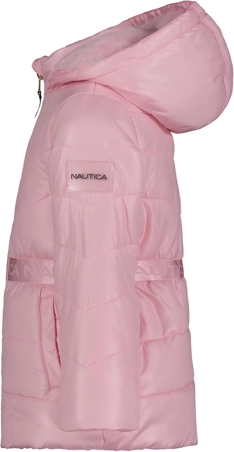 image:imageNautica Girls Heavyweight Hooded Winter Puffer Coat With Full Length ZipperPink Sparkle