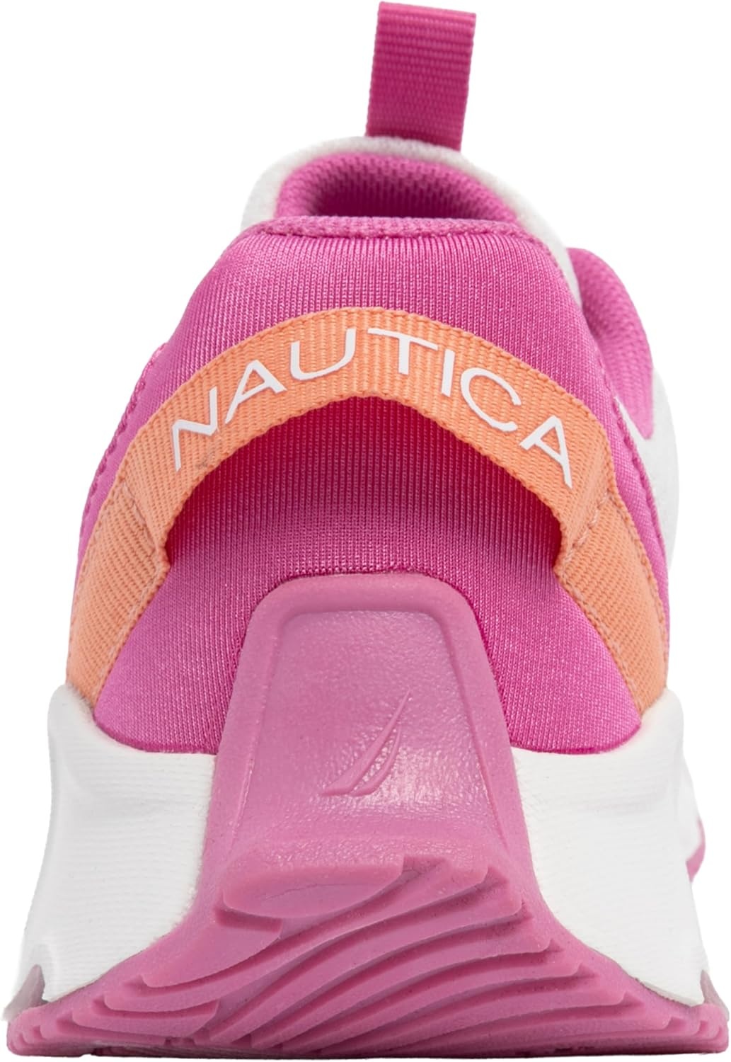 image:imageNautica Girls Kids Running Sneakers Comfortable Tennis Shoes with Chunky Sculpted Bottom Sizes for Big amp Little Kids LaceUpBungeeWhite Fushia Peach
