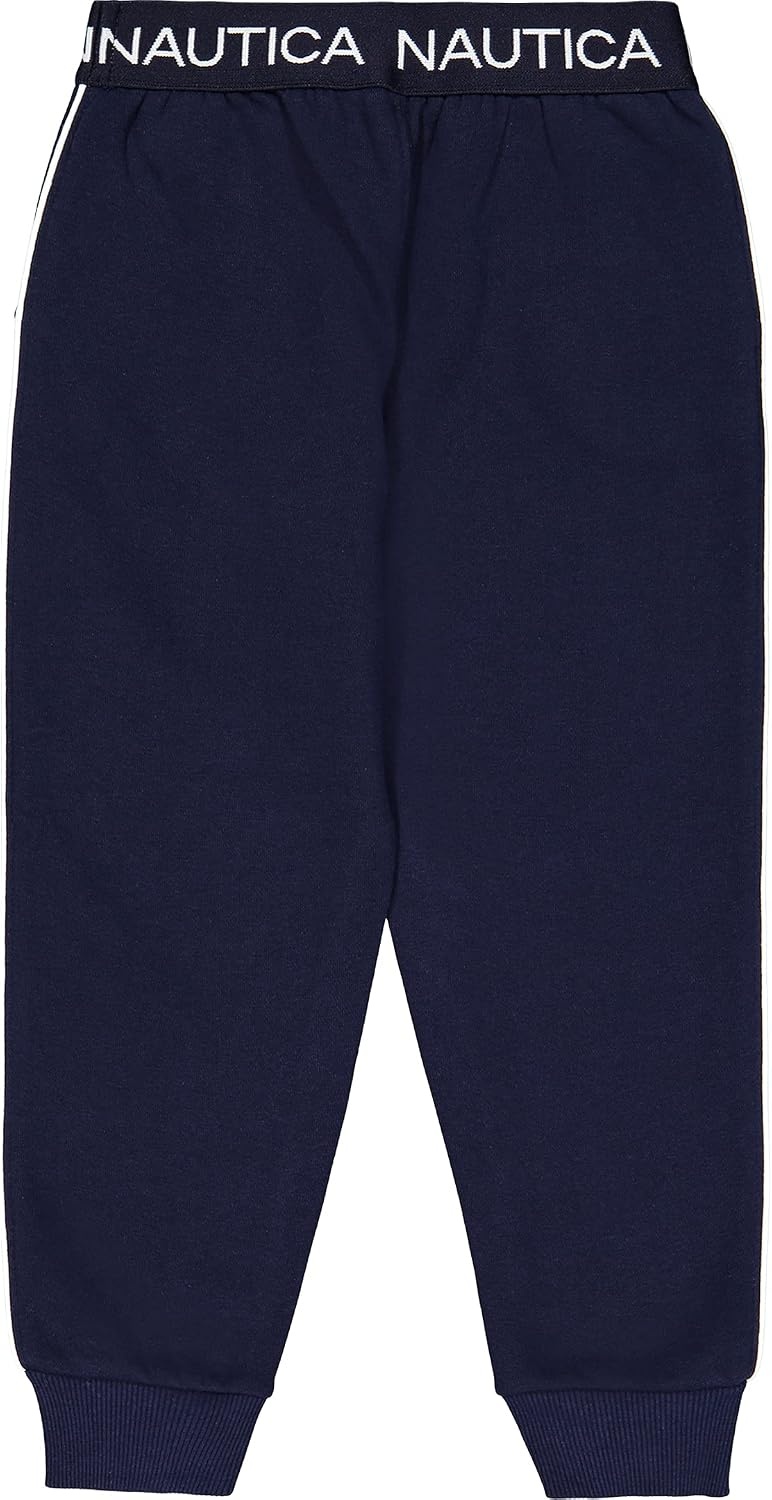 image:imageNautica Girls Logo Sweatpants Fleece Joggers with Ribbed Cuffs amp Functional Side PocketsPeacoat
