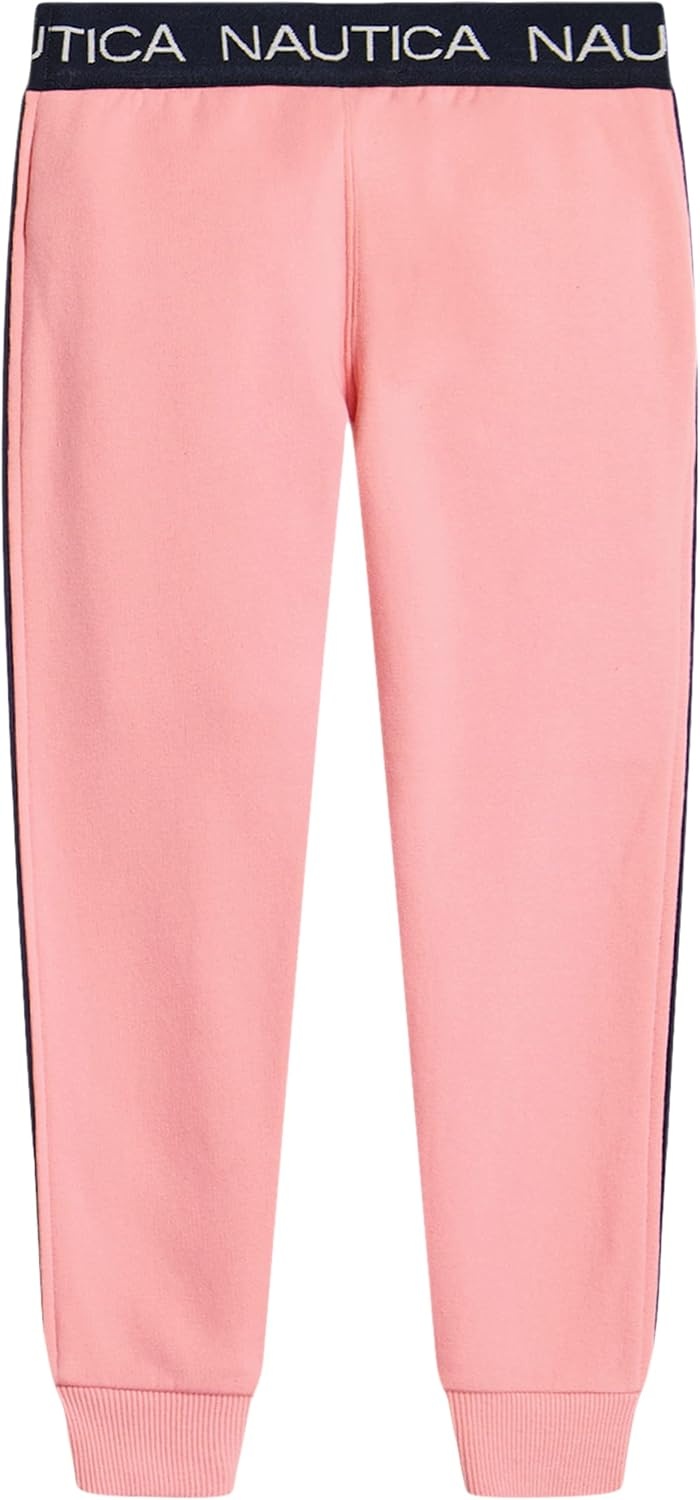 image:imageNautica Girls Logo Sweatpants Fleece Joggers with Ribbed Cuffs amp Functional Side PocketsPink Flamingo