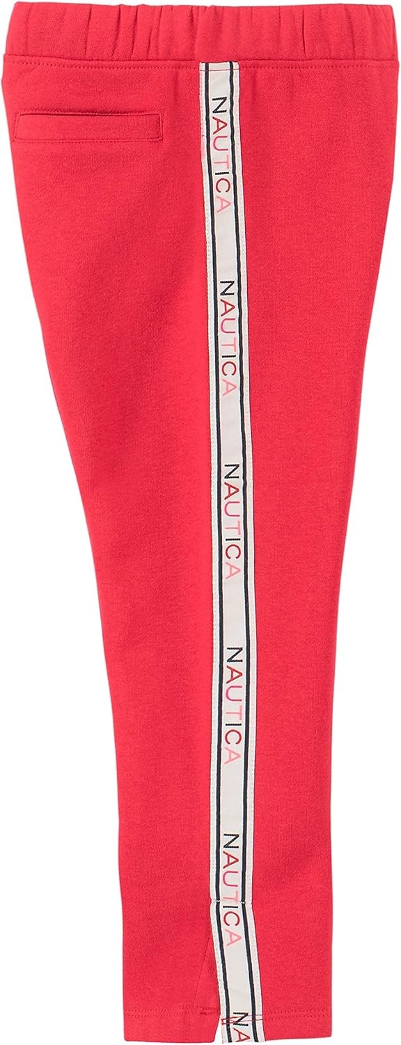image:imageNautica Girls Logo Sweatpants Fleece Joggers with Ribbed Cuffs amp Functional Side PocketsRed 5003