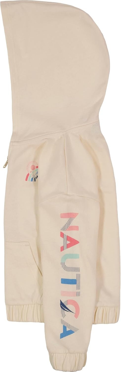image:imageNautica Girls Logo Sweatshirt Fleece Hoodie With Fullzip Front amp PocketsEggnog Sunset