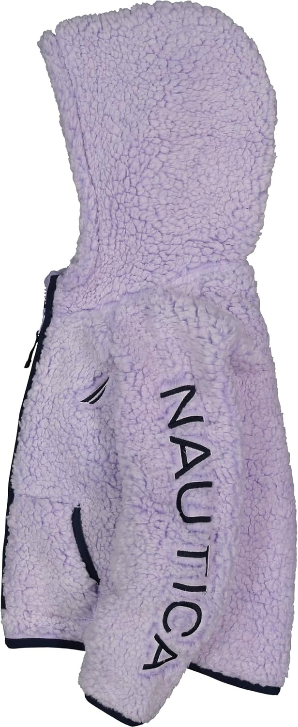 image:imageNautica Girls Logo Sweatshirt Fleece Hoodie With Fullzip Front amp PocketsLavender Sherpa
