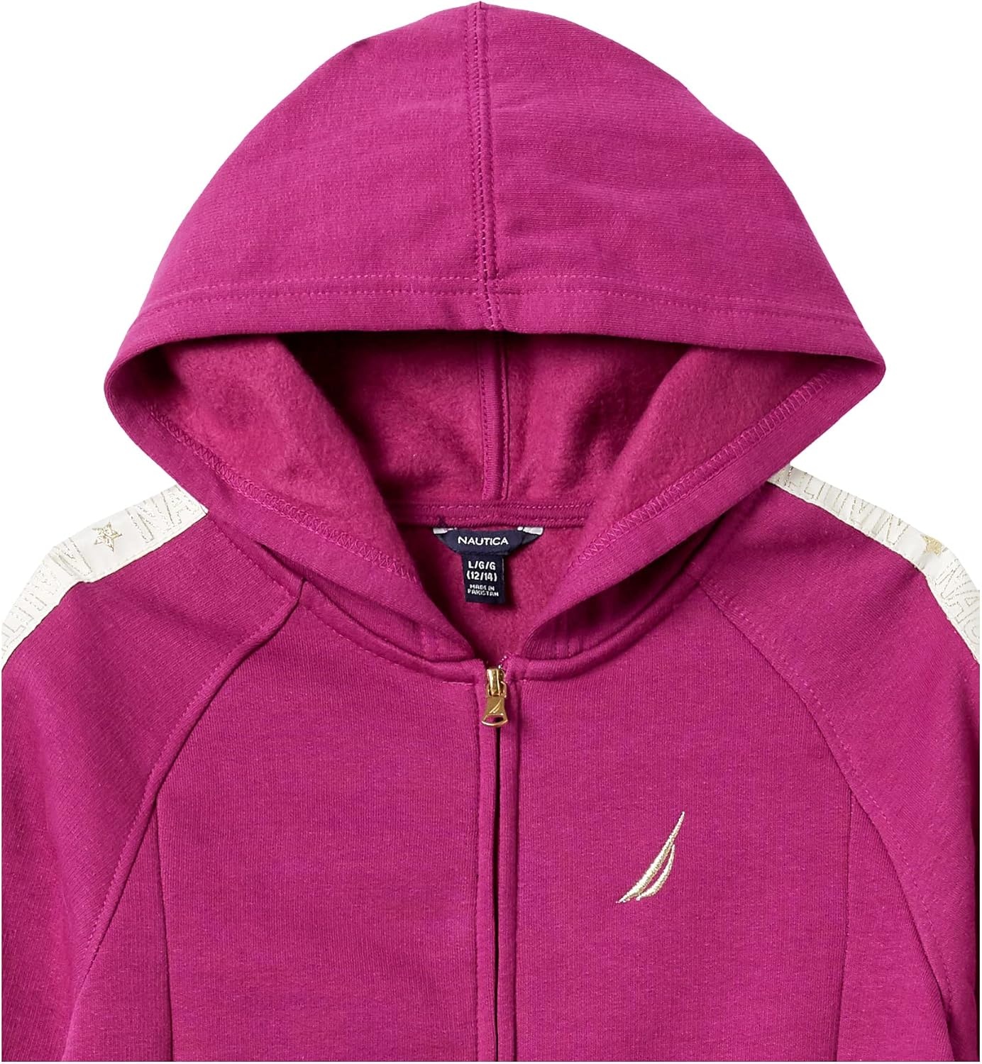image:imageNautica Girls Logo Sweatshirt Fleece Hoodie With Fullzip Front amp PocketsRasberry Radiance
