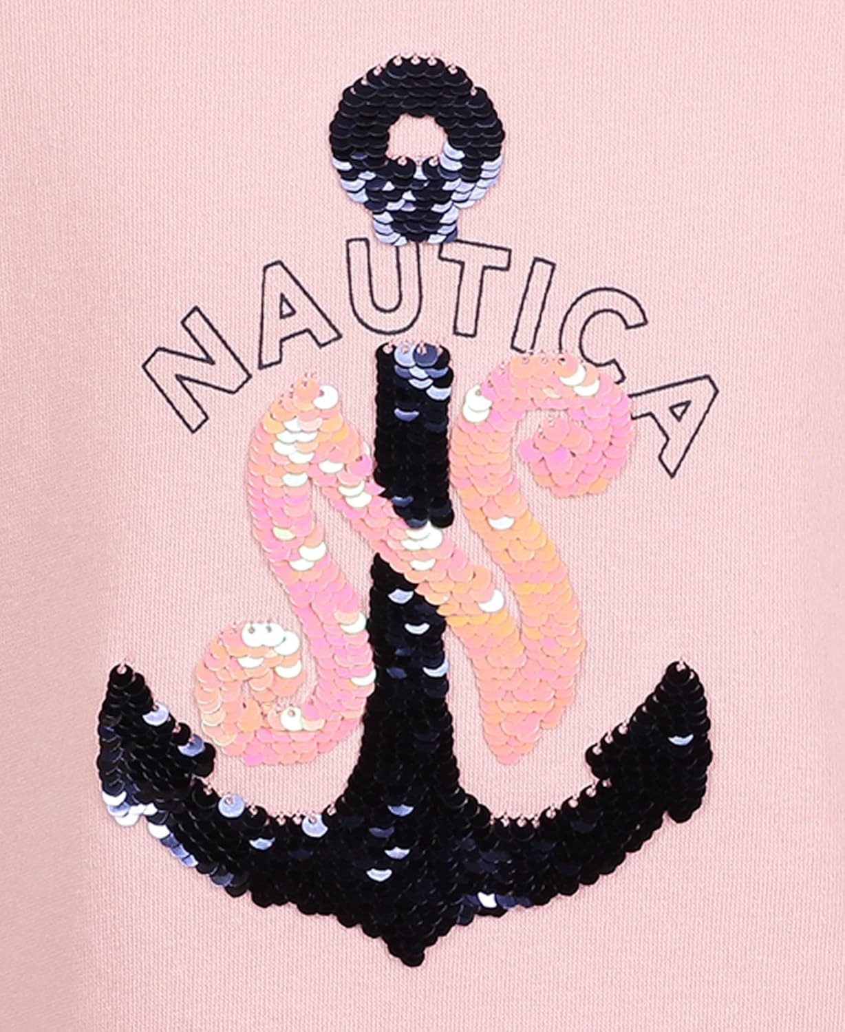 image:imageNautica Girls Long Sleeve Fleece Sweatshirt DressCoral Blush Sequin