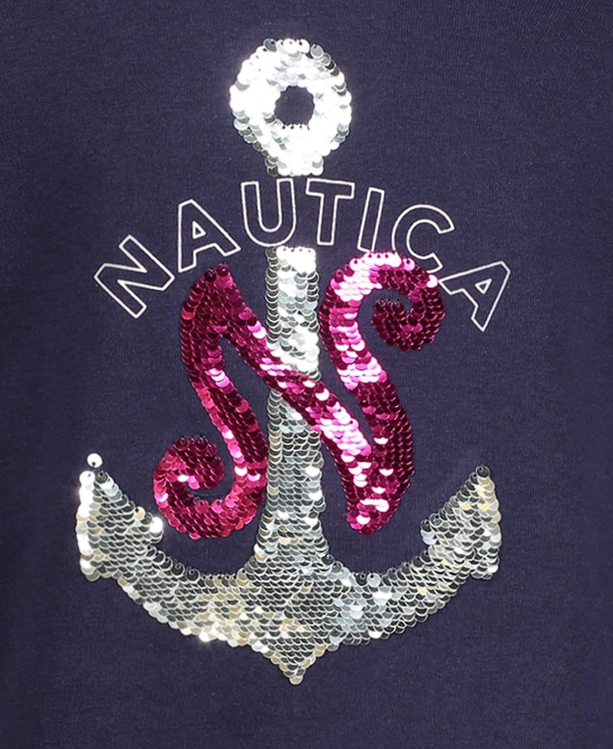image:imageNautica Girls Long Sleeve Fleece Sweatshirt DressPeacoat Sequin