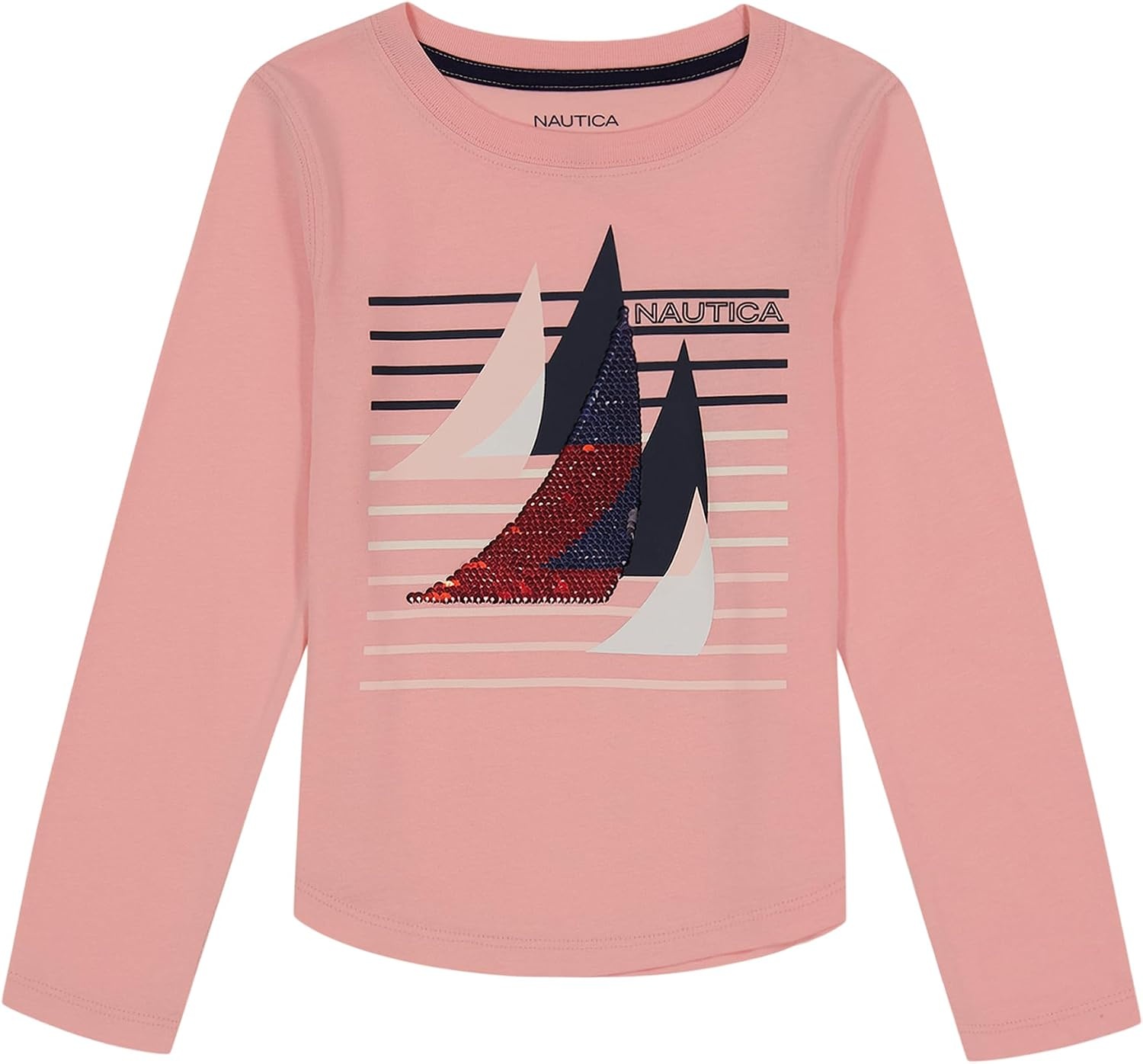image:imageNautica Girls Long Sleeve Graphic TShirtPink Dolphin Sail