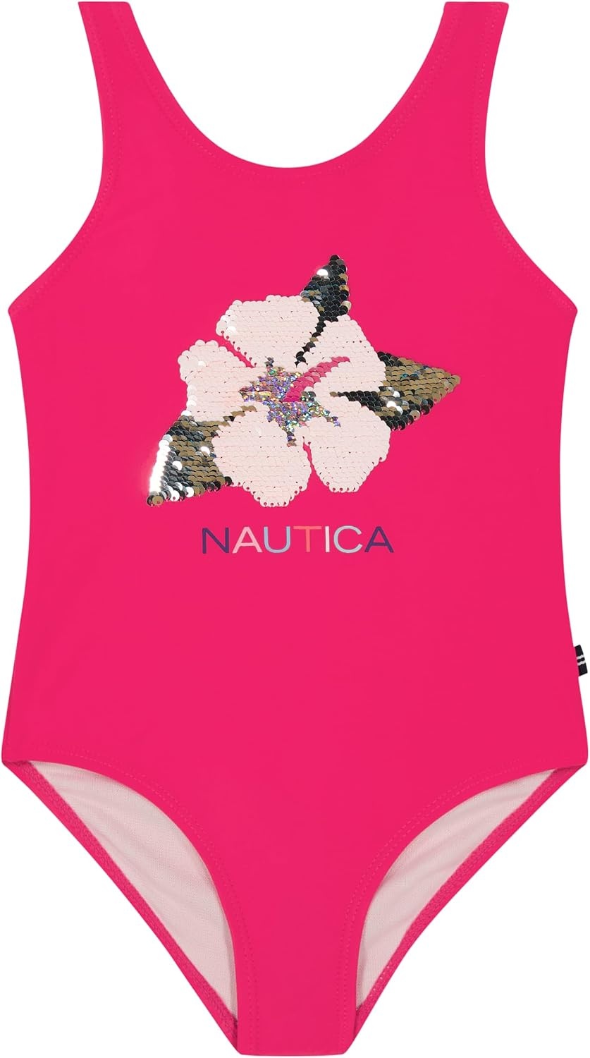 image:imageNautica Girls OnePiece Swimsuit with UPF 50 Sun Protection Quick Drying Bathing SuitBeetroot Purple