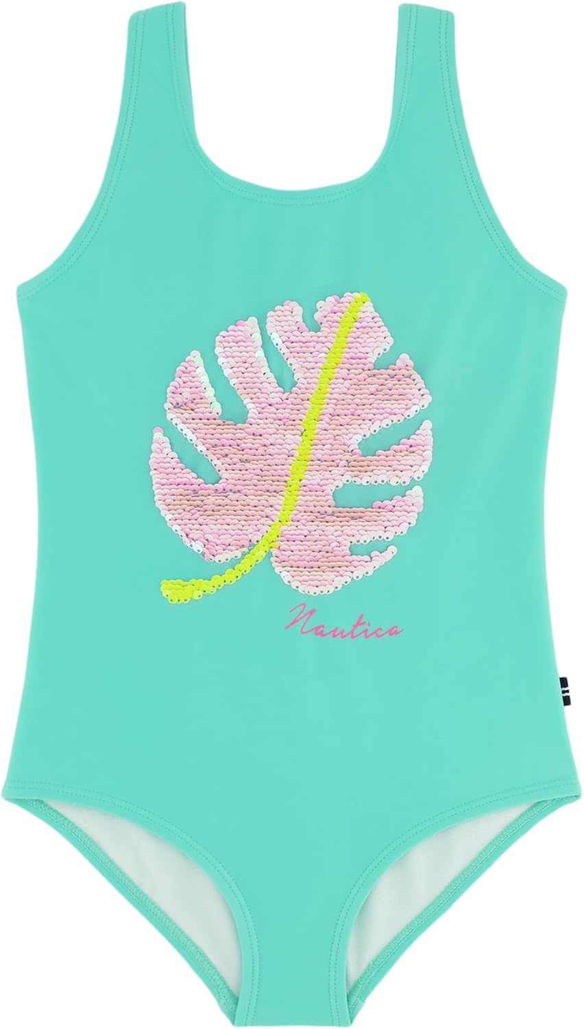 image:imageNautica Girls OnePiece Swimsuit with UPF 50 Sun Protection Quick Drying Bathing SuitCockatoo Palm