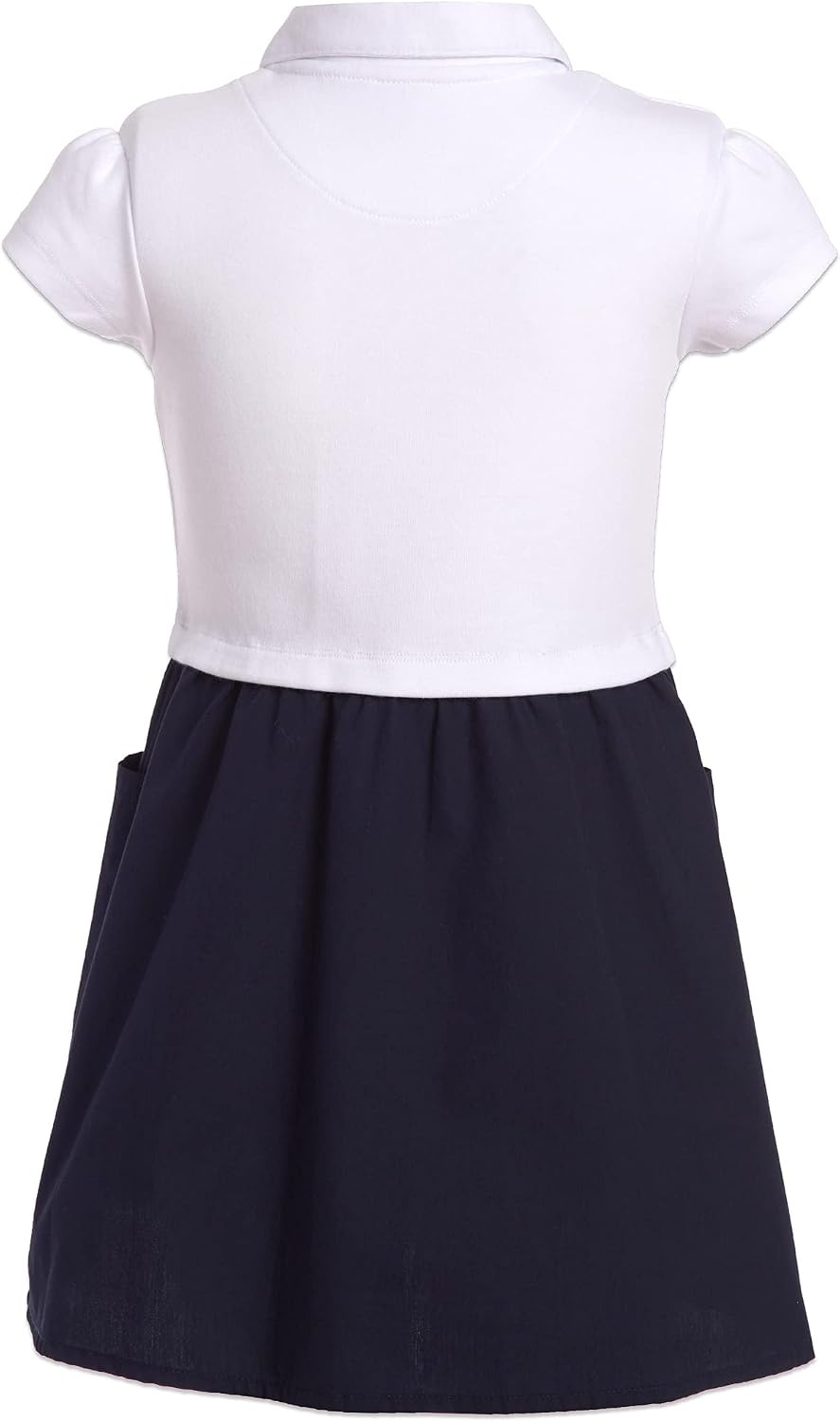 image:imageNautica Girls School Uniform Short Sleeve Polo DressWhiteNavy Poplin