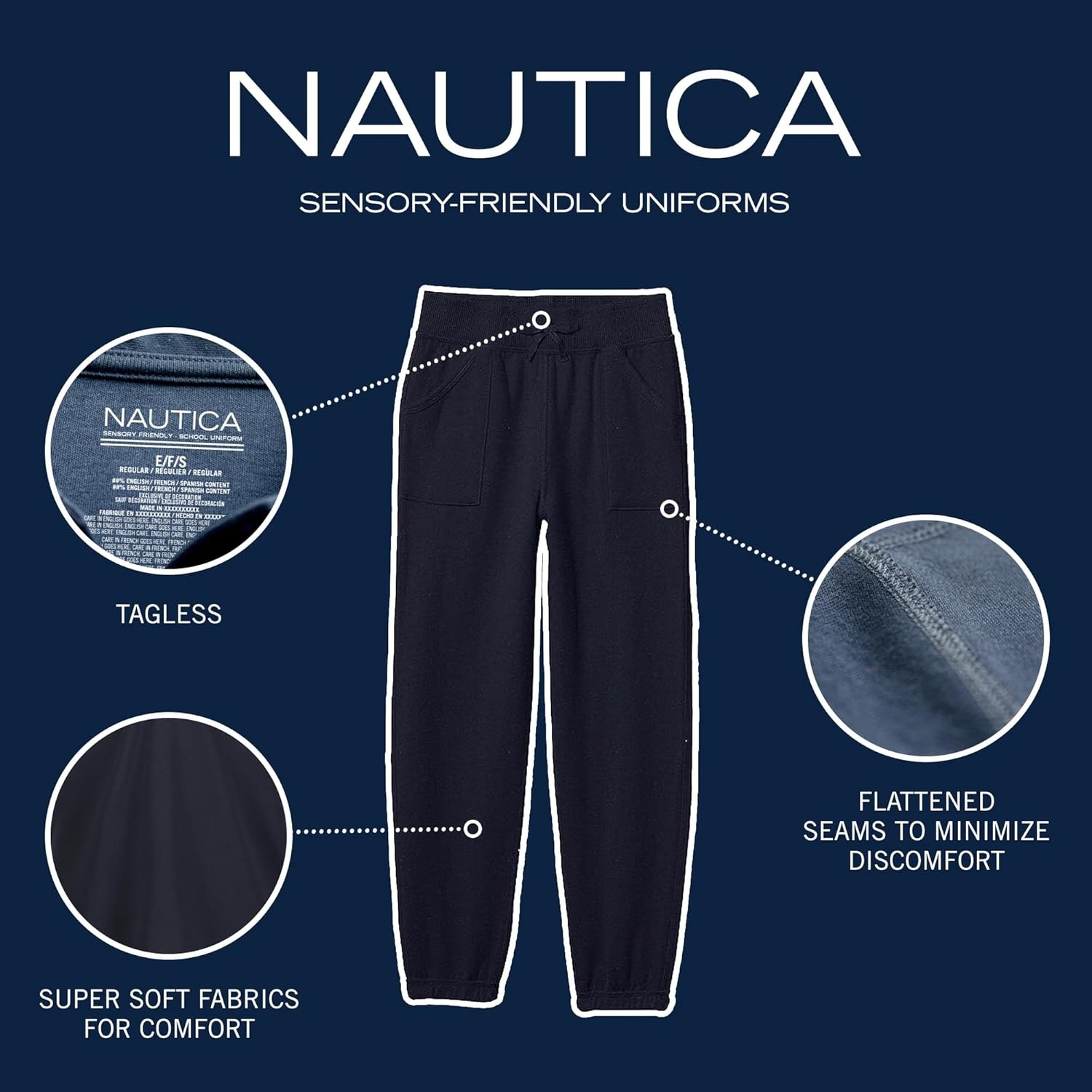 image:imageNautica Girls SensoryFriendly Soft Fleece SweatpantsRose