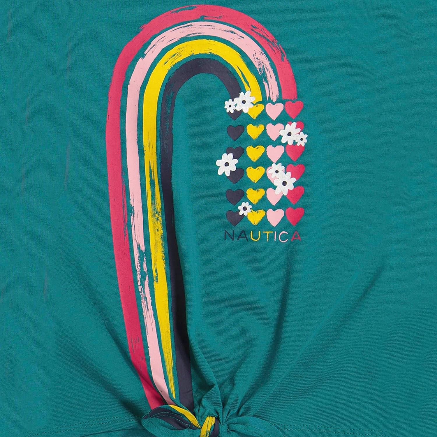 image:imageNautica Girls Short Sleeve Graphic Logo TShirt Everyday Casual Wear Soft amp Comfortable FitQuetzal Green Rainbow