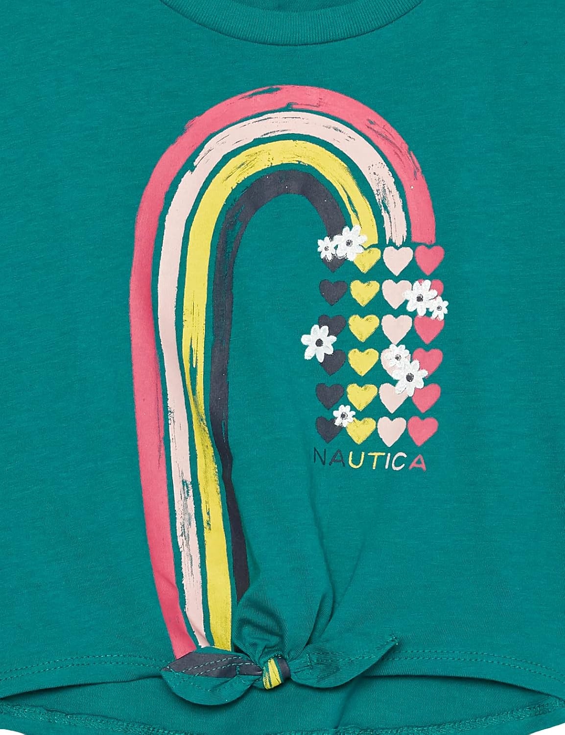 image:imageNautica Girls Short Sleeve Graphic Logo TShirt Everyday Casual Wear Soft amp Comfortable FitQuetzal Green Rainbow