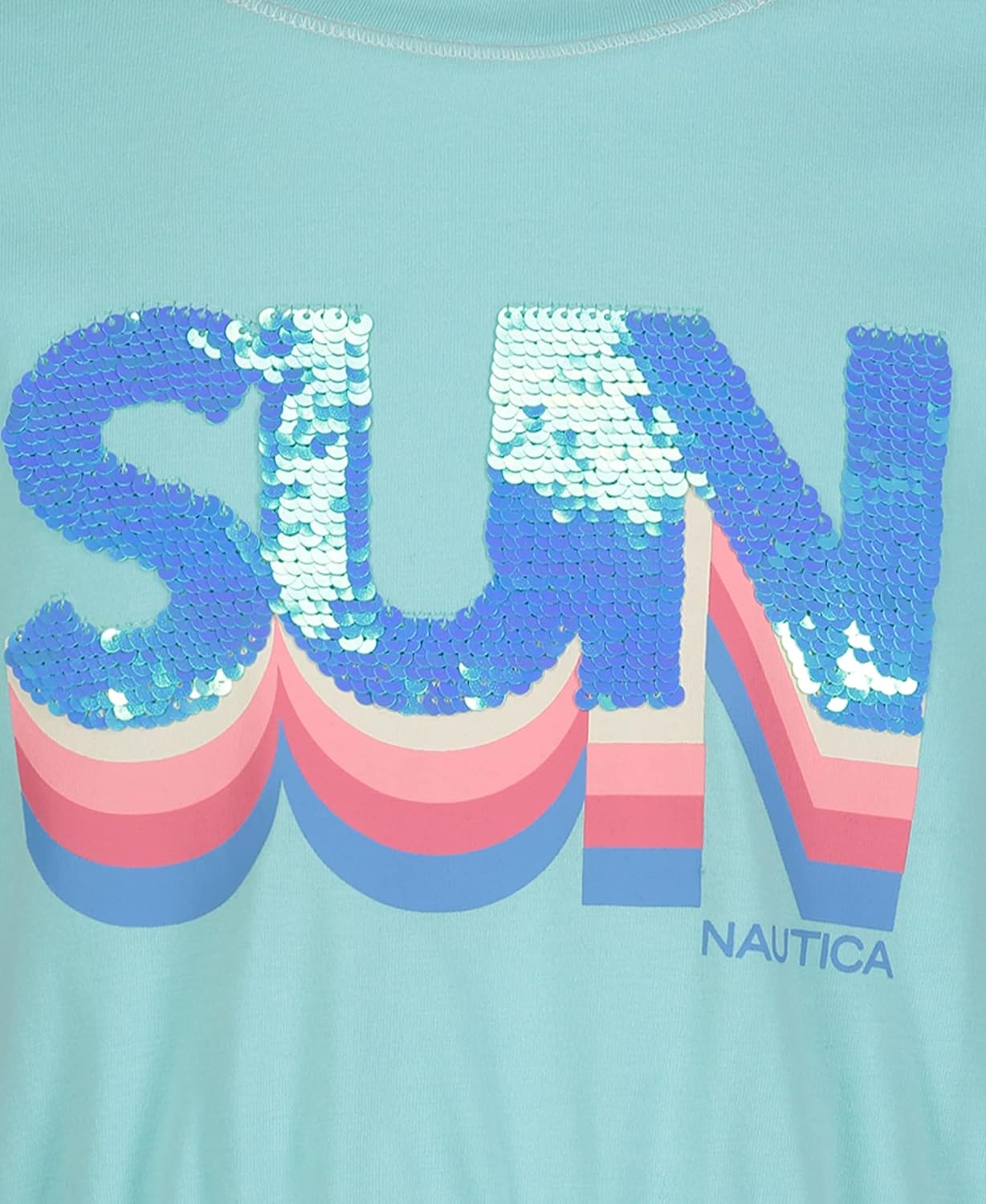 image:imageNautica Girls Short Sleeve Jersey Tee Dress with Elastic Cinched Waist Fun Designs amp ColorsBlue Tint