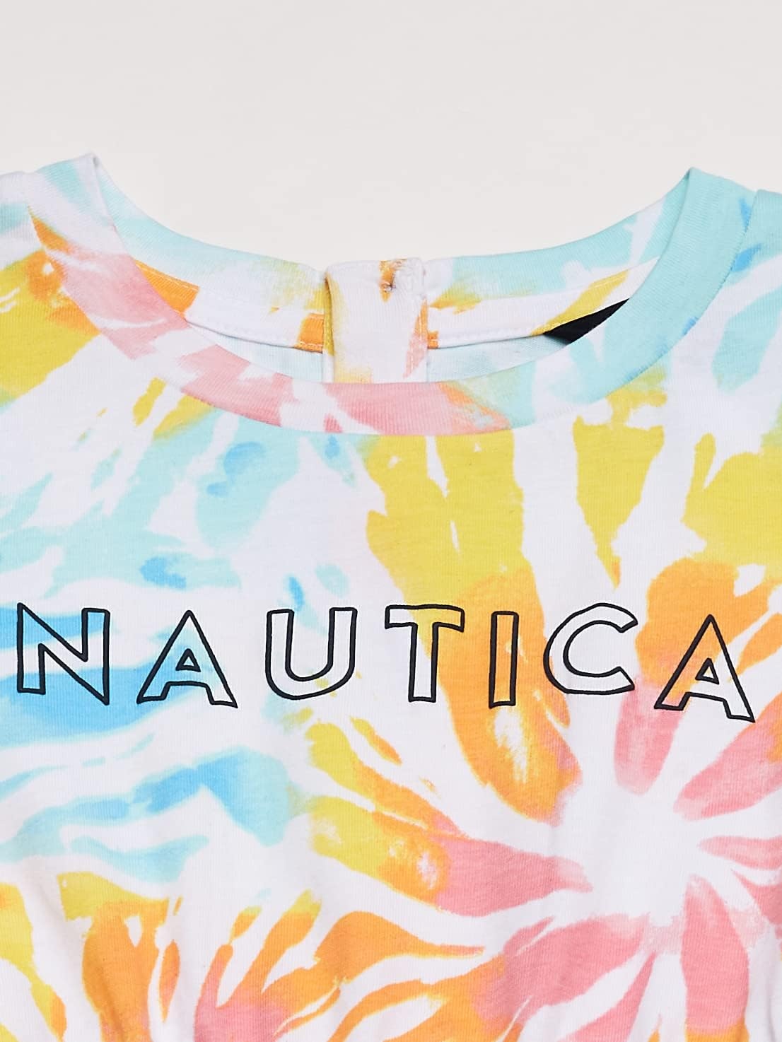 image:imageNautica Girls Short Sleeve Jersey Tee Dress with Elastic Cinched Waist Fun Designs amp ColorsWhite Sunburst Tie Dye