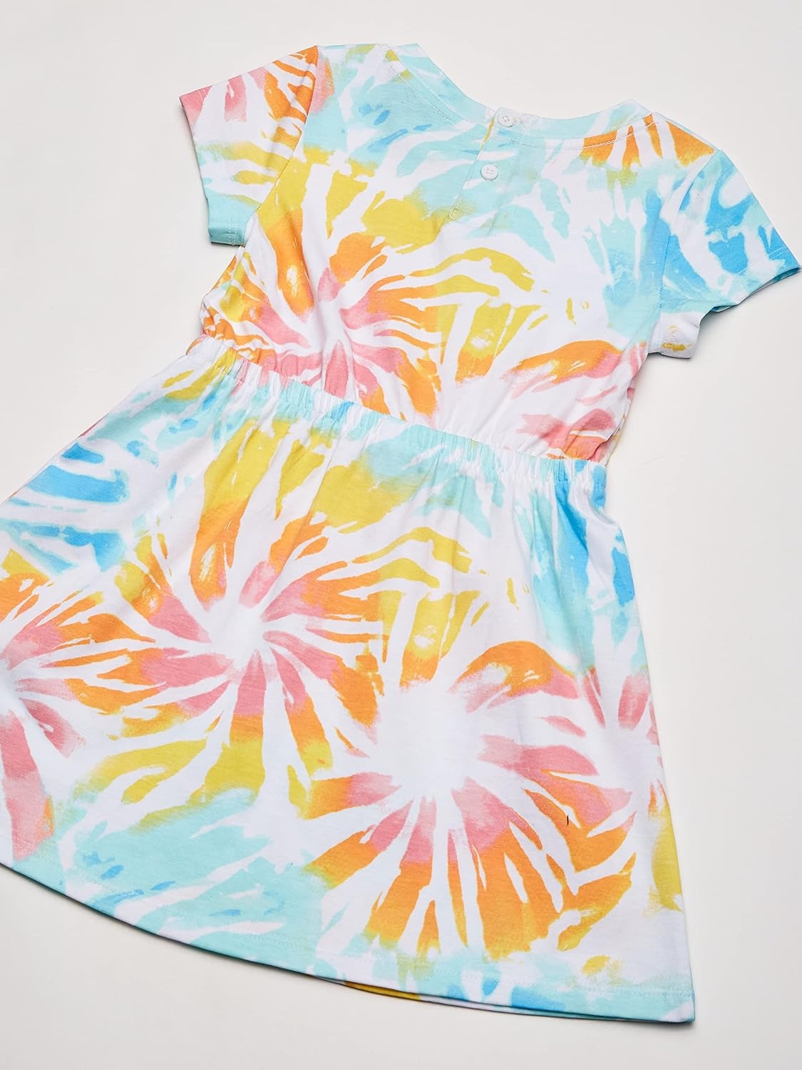 image:imageNautica Girls Short Sleeve Jersey Tee Dress with Elastic Cinched Waist Fun Designs amp ColorsWhite Sunburst Tie Dye