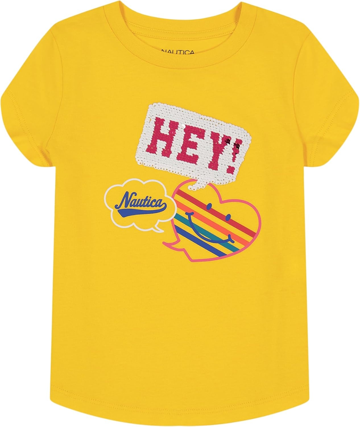 image:imageNautica Girls Short Sleeve Legacy TShirt with Flip Sequin Design Cotton Tee with Tagless InteriorMaize Hey