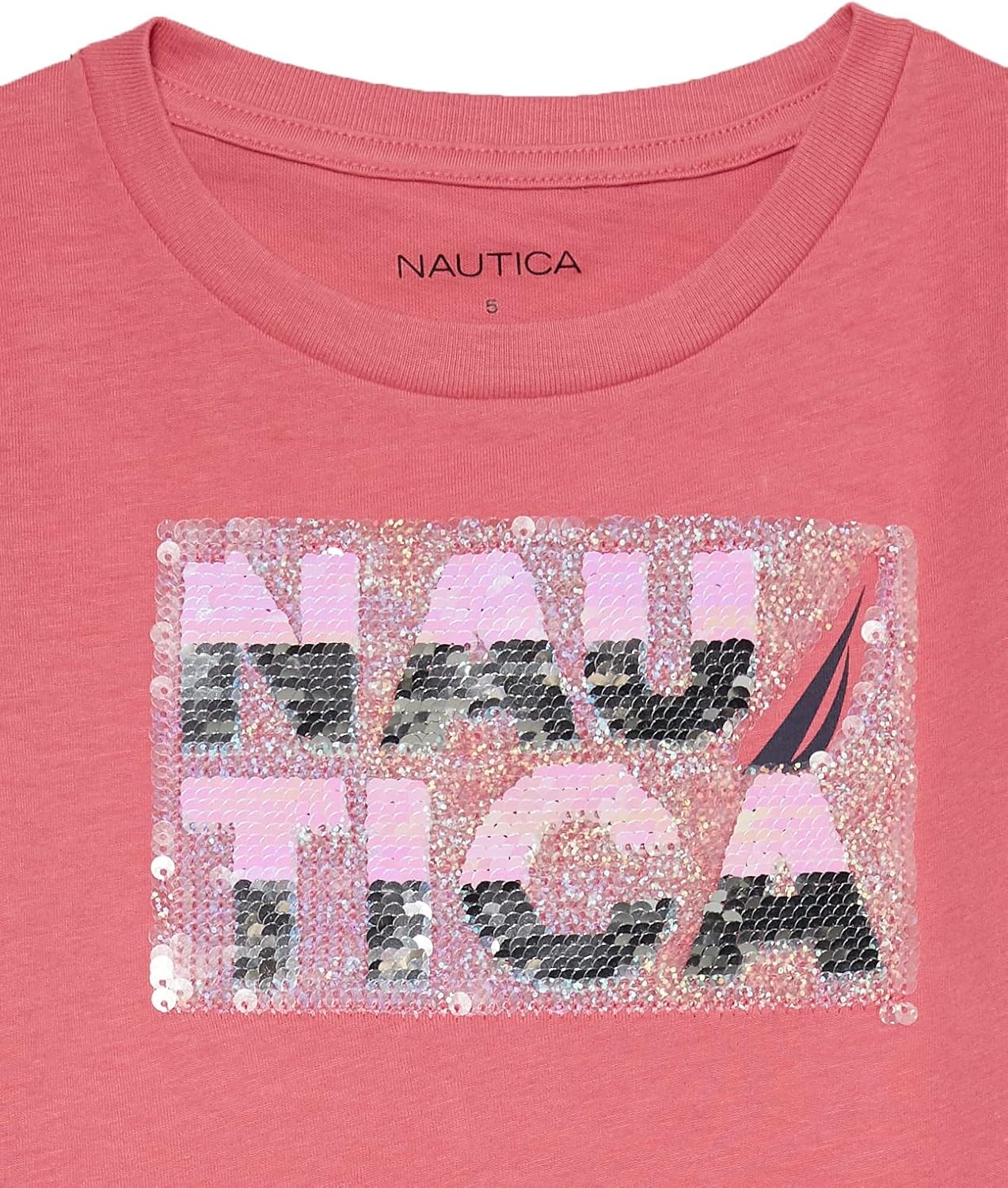 image:imageNautica Girls Short Sleeve Legacy TShirt with Flip Sequin Design Cotton Tee with Tagless InteriorRapture Magic Sequin