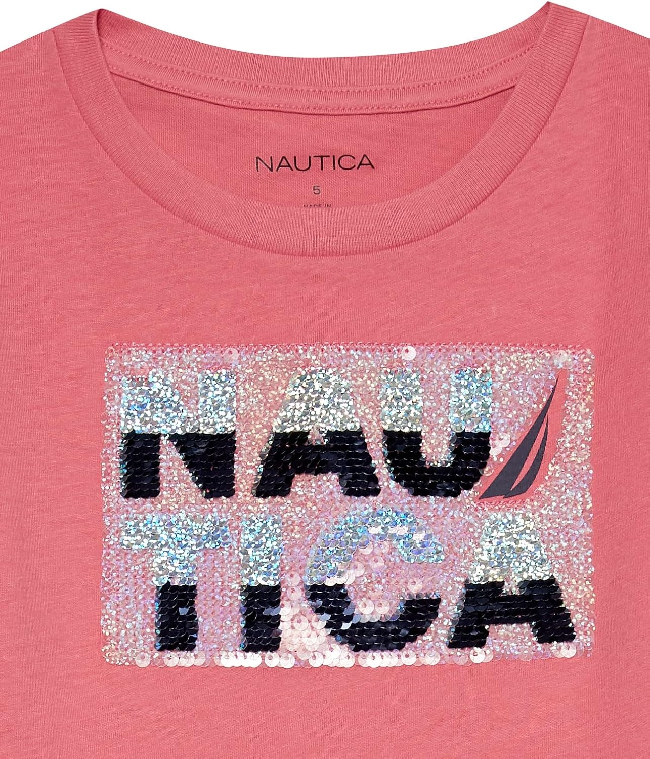 image:imageNautica Girls Short Sleeve Legacy TShirt with Flip Sequin Design Cotton Tee with Tagless InteriorRapture Magic Sequin