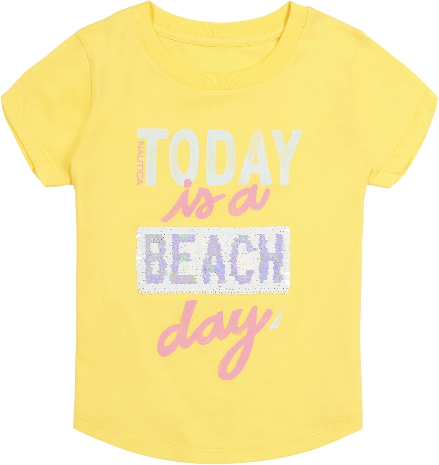 image:imageNautica Girls Short Sleeve Legacy TShirt with Flip Sequin Design Cotton Tee with Tagless InteriorYellow Sunny Day