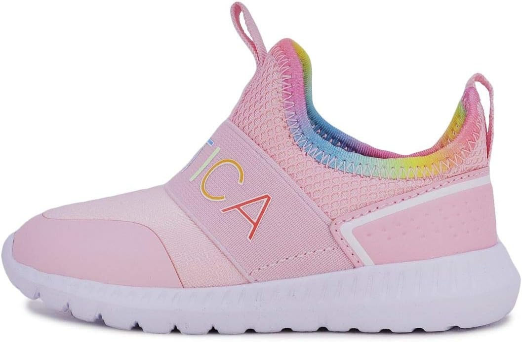 image:imageNautica Girls SlipOn Sneaker Athletic Running Kids Shoe for Walking Running Tennis and Sports ToddlerLittle KidAlois Peony Rainbow