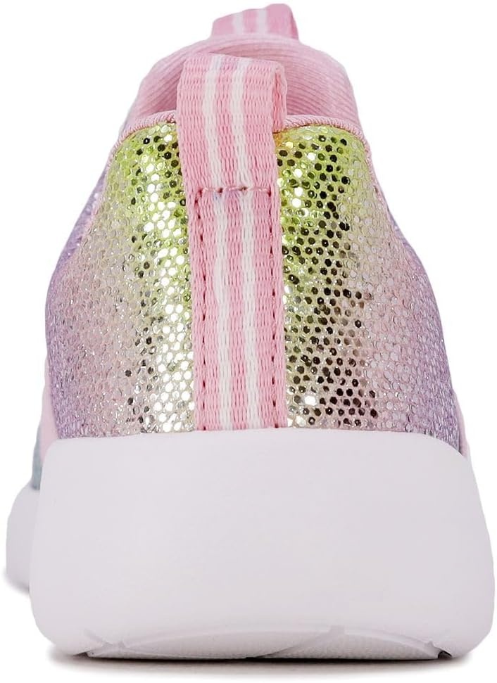 image:imageNautica Girls SlipOn Sneaker Athletic Running Kids Shoe for Walking Running Tennis and Sports ToddlerLittle KidLight Rainbow Holograph