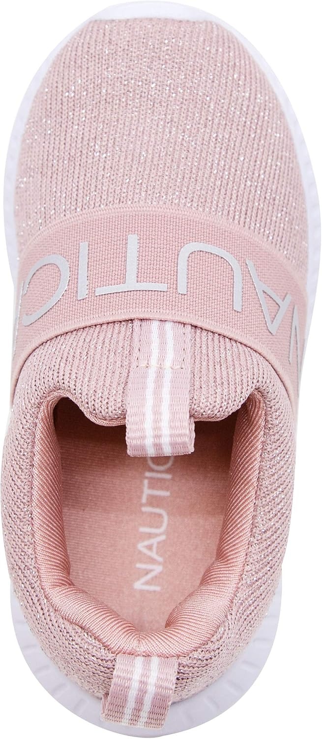 image:imageNautica Girls SlipOn Sneaker Athletic Running Kids Shoe for Walking Running Tennis and Sports ToddlerLittle KidMauve Sparkle