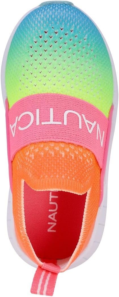 image:imageNautica Girls SlipOn Sneaker Athletic Running Kids Shoe for Walking Running Tennis and Sports ToddlerLittle KidNeon Rainbow