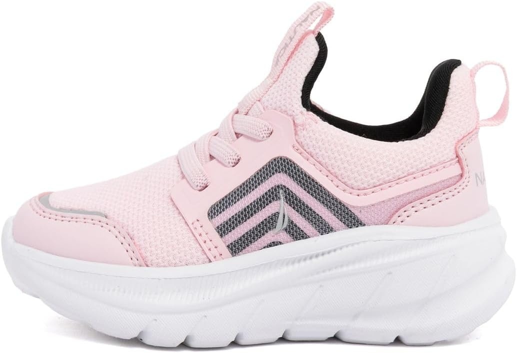 image:imageNautica Girls SlipOn Sneaker Athletic Running Kids Shoe for Walking Running Tennis and Sports ToddlerLittle KidPink Black Silver