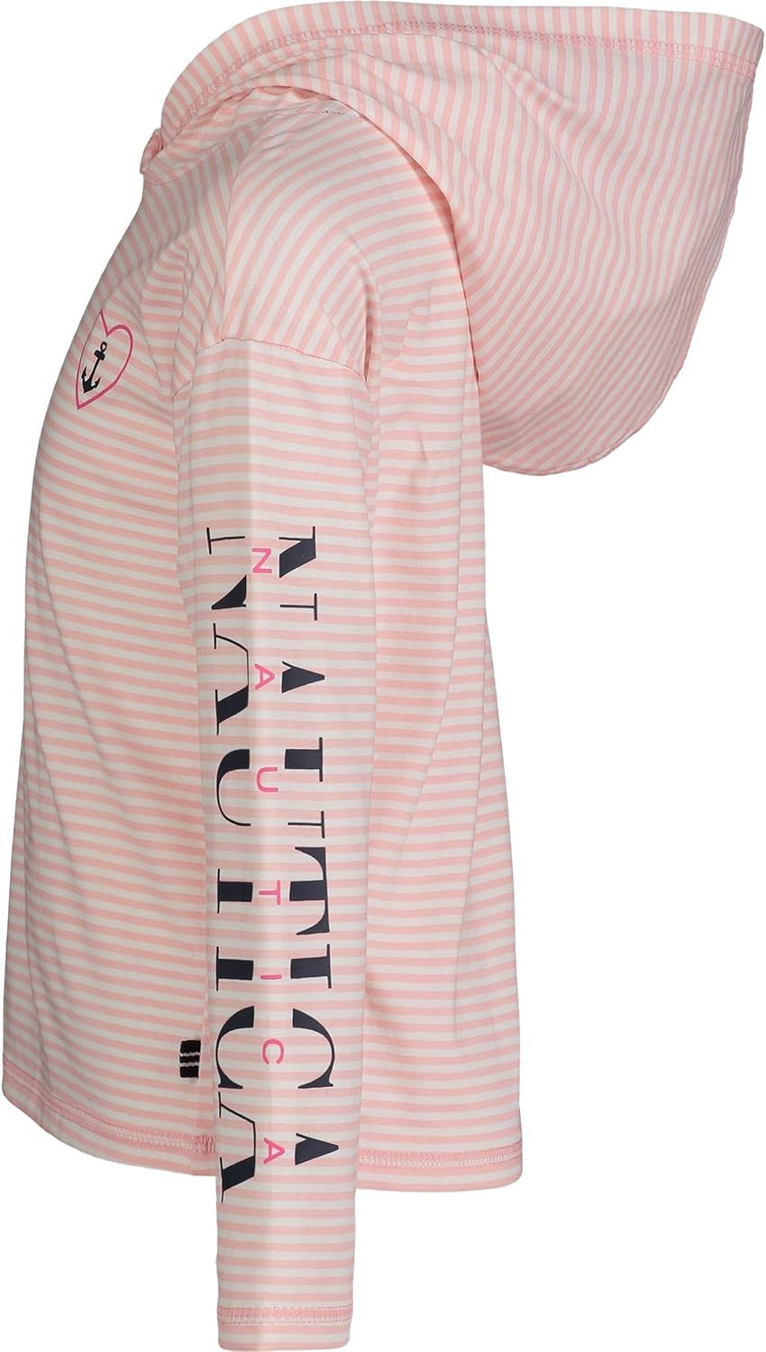 image:imageNautica Girls Striped Long Sleeved Hooded TopPink Dolphin Stripe