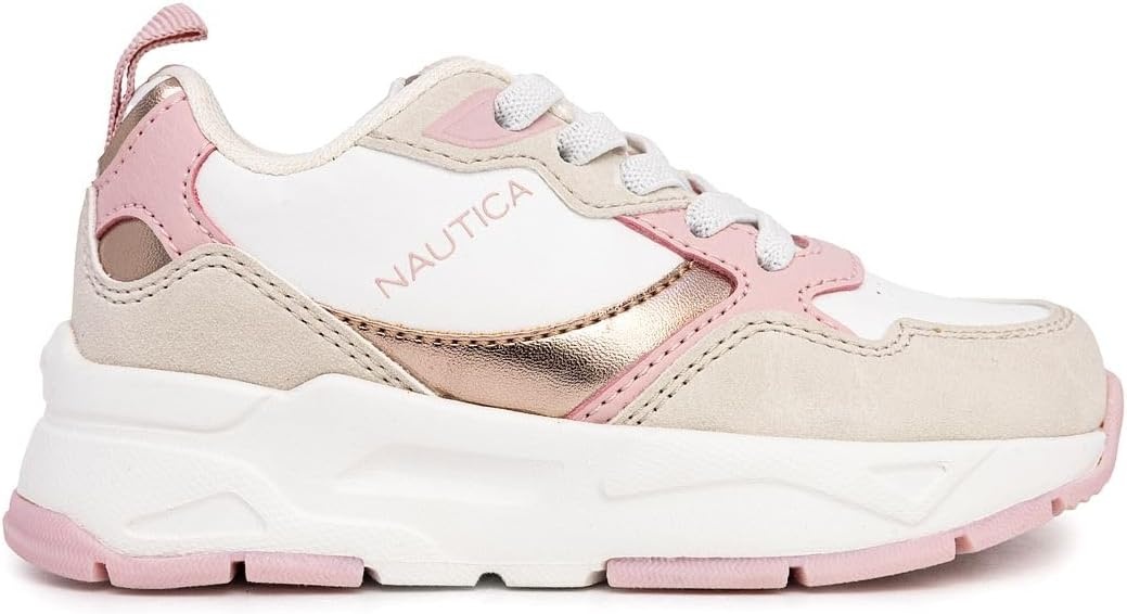 image:imageNautica Girls Toddler Bungee Sneakers Athletic Walking Shoes for Play and Everyday Wear Comfortable Casual FootwearWhite Gold Pink