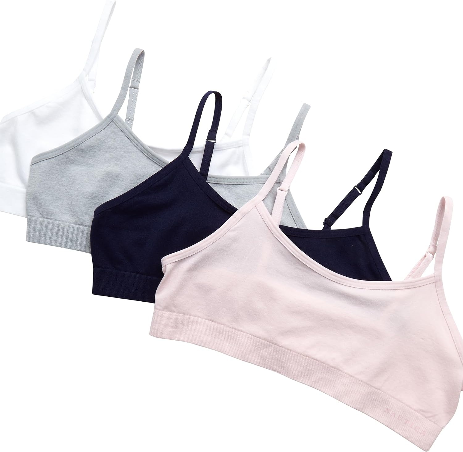 image:imageNautica Girls Training Bra 2 Pack4 Pack Seamless Padded Bralette Underwear for Girls with Removable Pads Sizes SXLPinkWhiteHeather GreyBlue4pk
