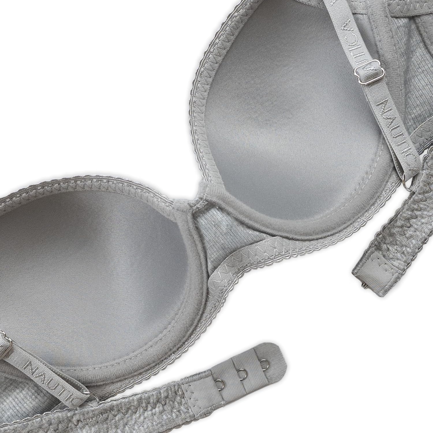 image:imageNautica Girls Training Bras 23 Pack ACup Ribbed Molded Starter Bras for Teens with Adjustable Straps Sizes 30A36ALt Bleach HthrChiffon RoseLt Heather Grey