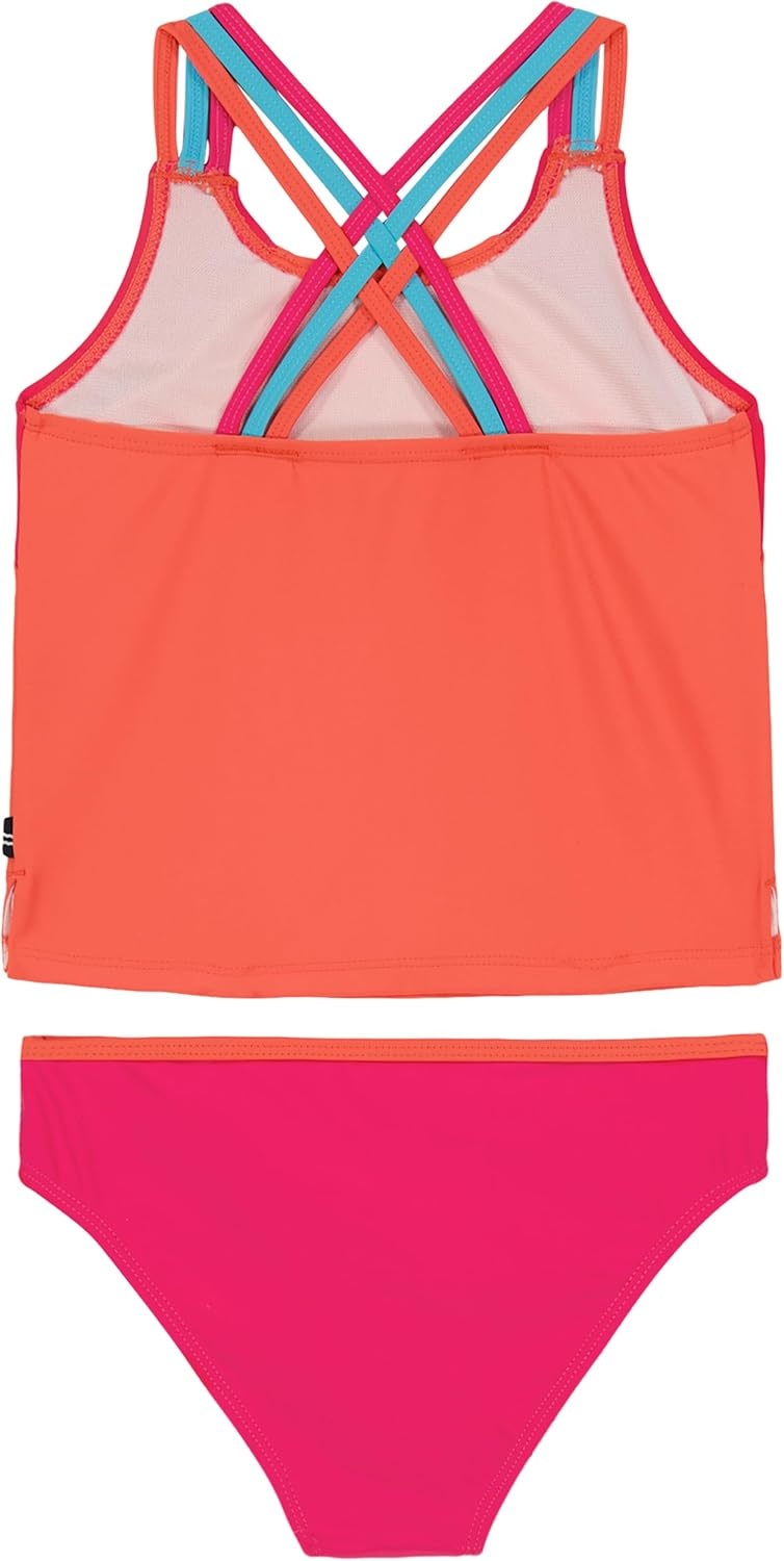 image:imageNautica Girls TwoPiece Bikini Swimsuit Set UPF 50 Sun Protection QuickDry Bathing SuitHot Coral