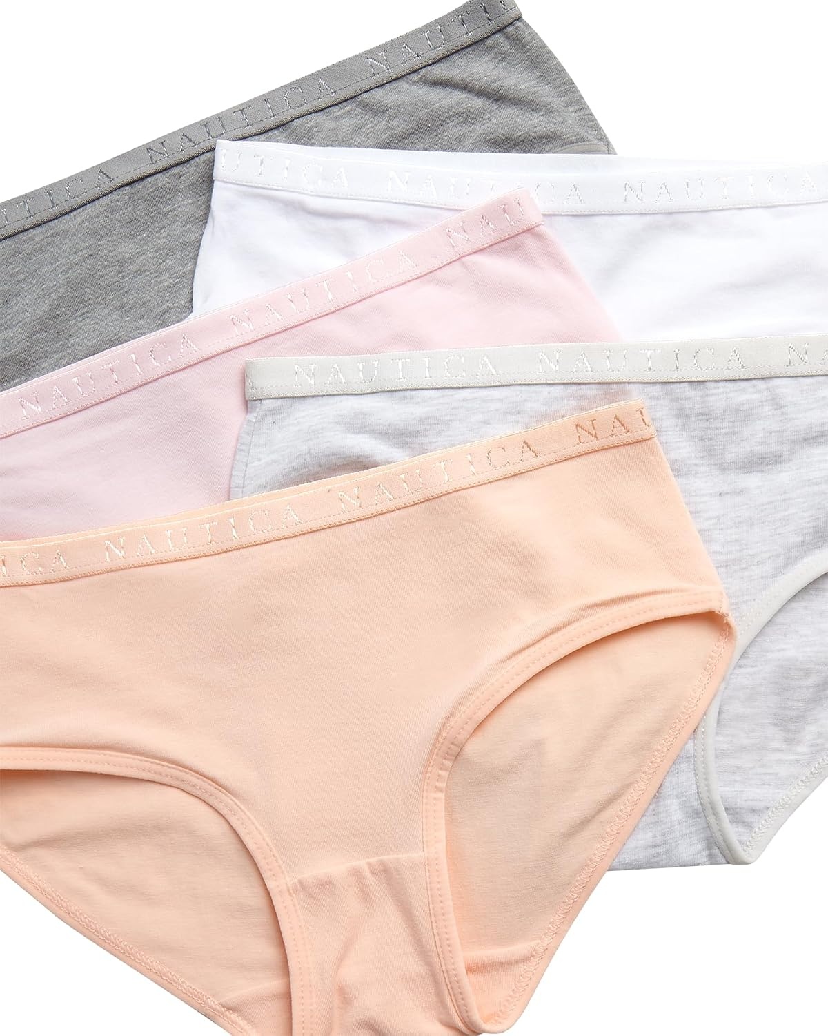 image:imageNautica Girls Underwear Briefs 5 Pack Comfort Stretch MidWaist Breathable Cotton Underwear Panties for Girls 412Pink FrostWhitePale PeachLight Bleach HeatherGrey Heather