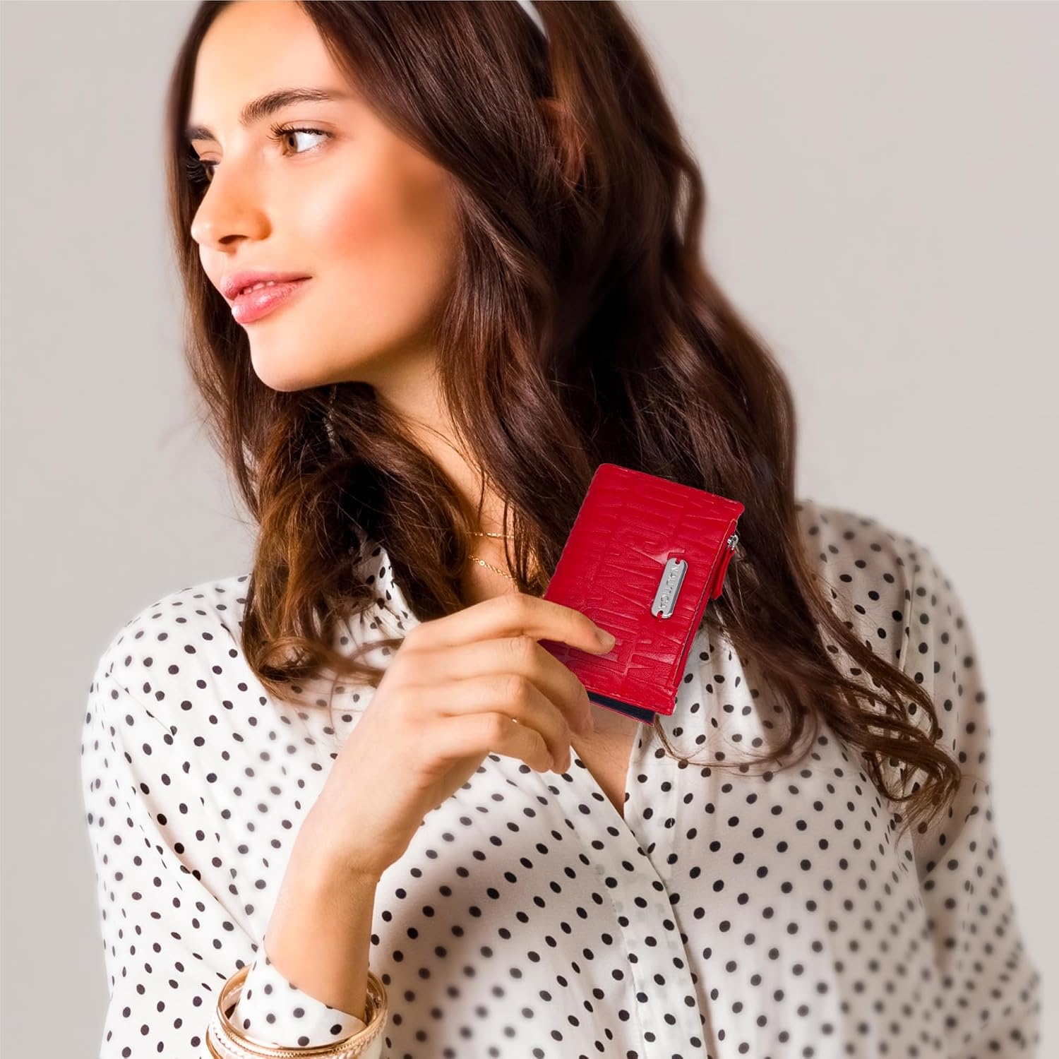 image:imageNautica High Tide Small Wallet for Women RFID Blocking Slim Credit Card Holder with Zipper Coin Pocket Bifold Compact Wallet with ID Window Red PrintedRed Printed