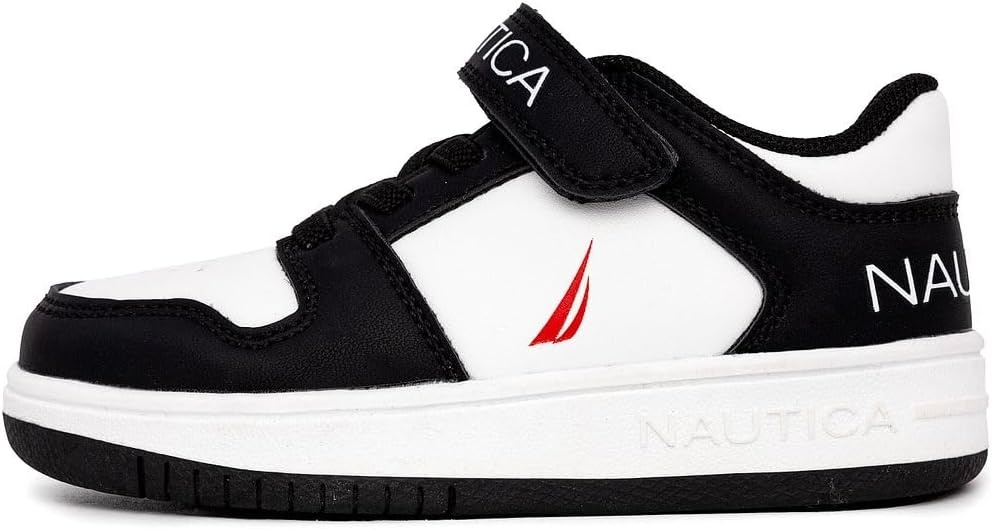 image:imageNautica Kids Adjustable Strap Shoes Comfortable Casual Sneakers for Boys and Girls Toddlers amp Little KidsBlack White