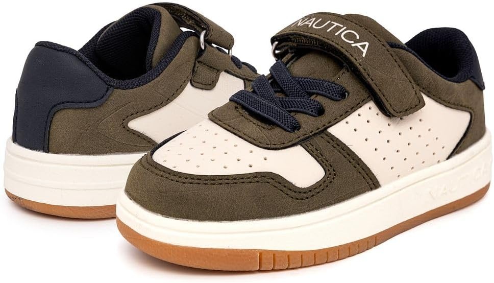 image:imageNautica Kids Adjustable Strap Shoes Comfortable Casual Sneakers for Boys and Girls Toddlers amp Little KidsOlive Bone