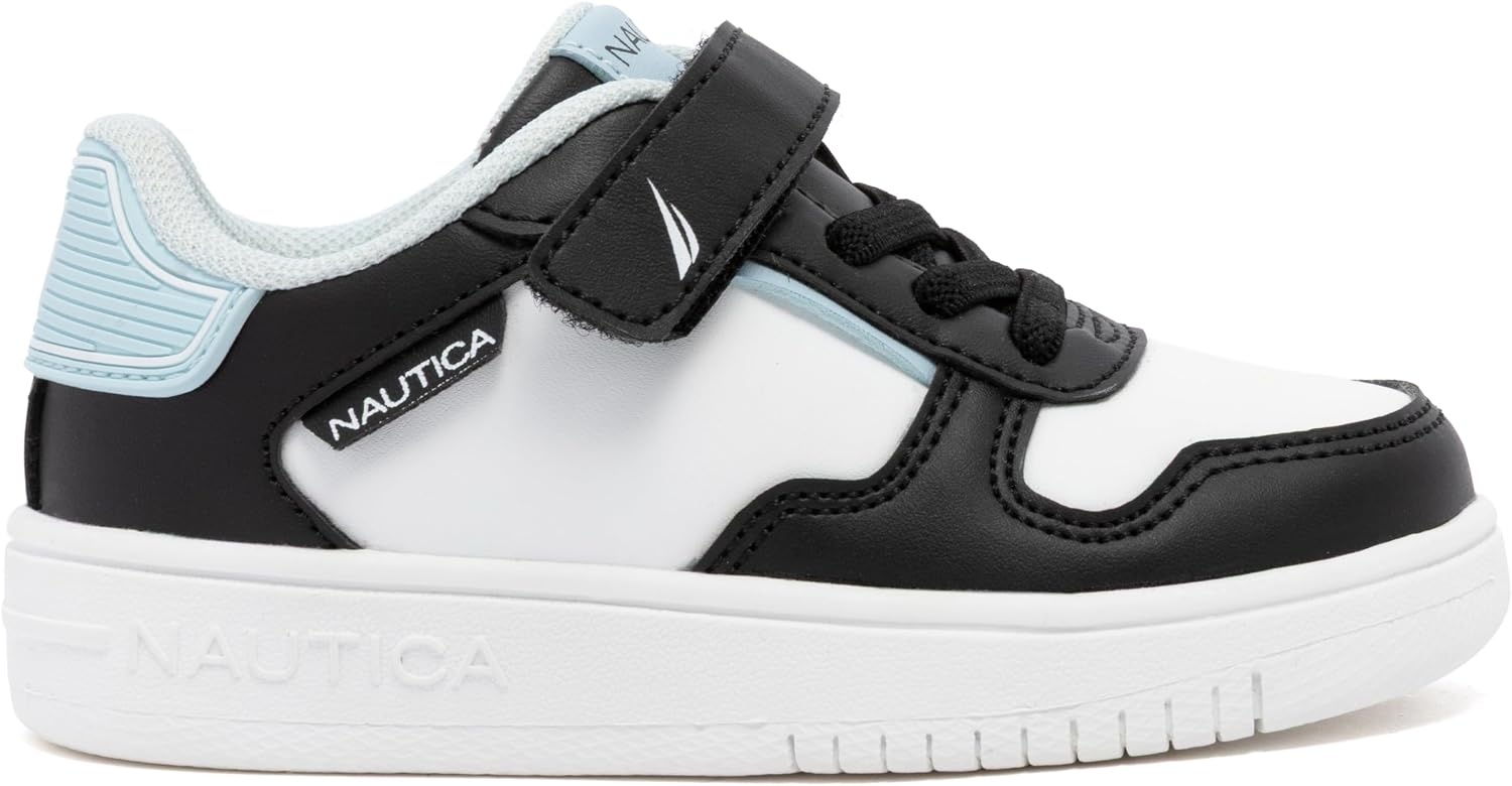 image:imageNautica Kids Adjustable Strap Shoes Comfortable Casual Sneakers for Boys and Girls Toddlers amp Little KidsWhite Black Blue