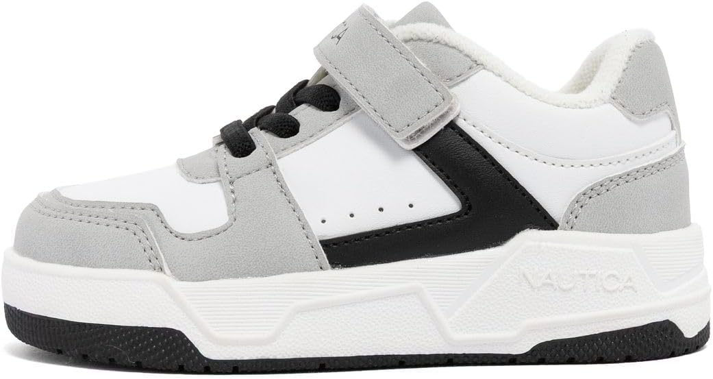 image:imageNautica Kids Adjustable Strap Shoes Comfortable Casual Sneakers for Boys and Girls Toddlers amp Little KidsWhite Black Grey