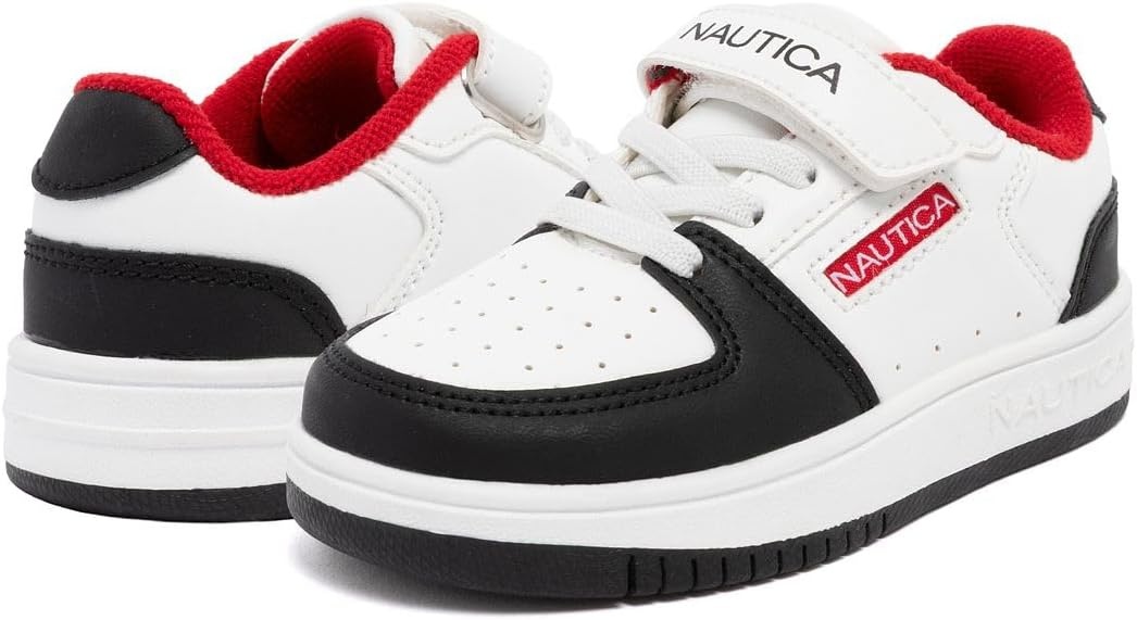 image:imageNautica Kids Adjustable Strap Shoes Comfortable Casual Sneakers for Boys and Girls Toddlers amp Little KidsWhite Black Red