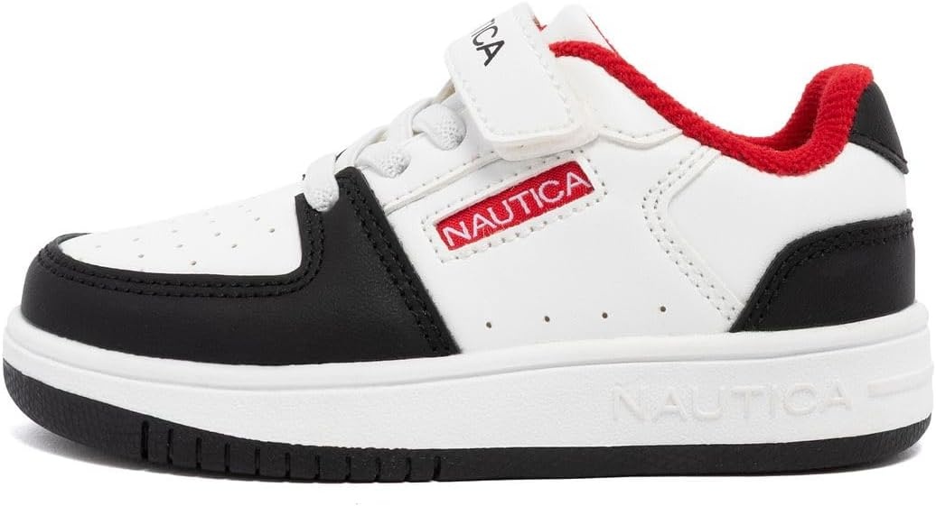 image:imageNautica Kids Adjustable Strap Shoes Comfortable Casual Sneakers for Boys and Girls Toddlers amp Little KidsWhite Black Red