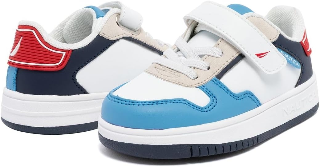 image:imageNautica Kids Adjustable Strap Shoes Comfortable Casual Sneakers for Boys and Girls Toddlers amp Little KidsWhite Blue Red